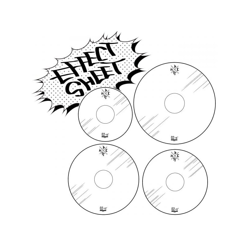 DRUM EFFECT SHEET Tom Set of 10, 12, 13, 16 inch. Changing drum sounds.